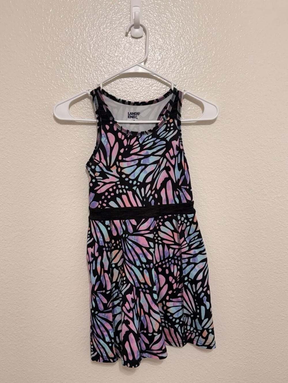 Lands' End Girls Butterfly Print Athletic Tank Dress